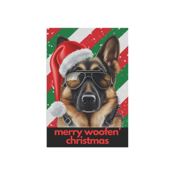 German Shepherd Flag, Garden Flag, Merry Woofen' Christmas, House Flag, Banner, Printed Both Sides - Image 3