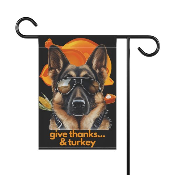 German Shepherd Flag, Garden Flag, Give Thanks & Turkey, House Flag, Banner, Printed Both Sides - Image 2