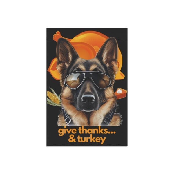 German Shepherd Flag, Garden Flag, Give Thanks & Turkey, House Flag, Banner, Printed Both Sides - Image 3