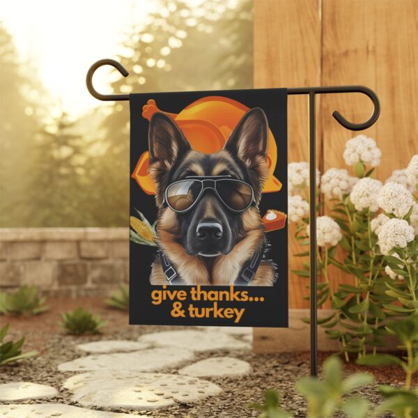 German Shepherd Flag, Garden Flag, Give Thanks & Turkey, House Flag, Banner, Printed Both Sides - Image 4