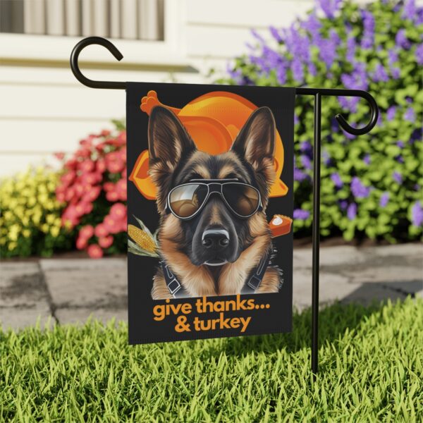 German Shepherd Flag, Garden Flag, Give Thanks & Turkey, House Flag, Banner, Printed Both Sides - Image 5