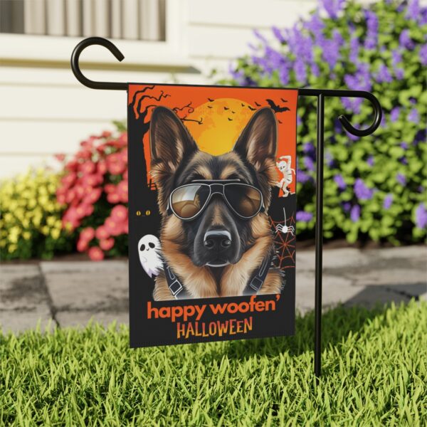 German Shepherd Flag, Garden Flag, Happy Woofen' Halloween, House Flag, Banner, Printed Both Sides - Image 5