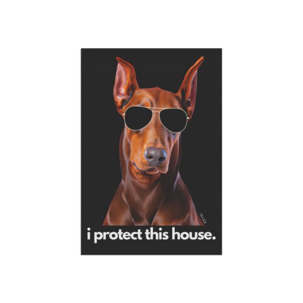 Red Doberman Flag, Garden Flag, I Protect This House, House Flag, Banner, Printed Both Sides - Image 4