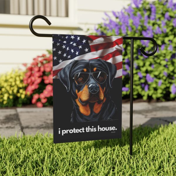 Rottweiler Flag, Garden Flag, I Protect This House, Patriotic, USA, United States, American, House Flag, Banner, Printed Bot