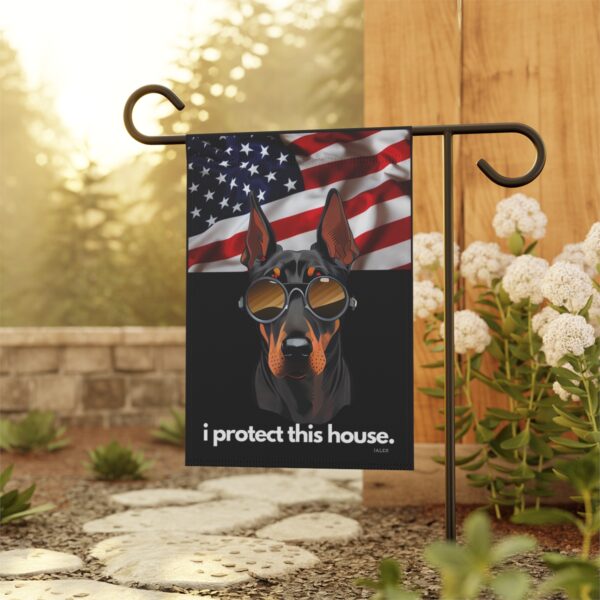 Doberman Flag, Garden Flag, I Protect This House, Patriotic, USA, United States, American, House Flag, Banner, Printed Both Sides - Image 5