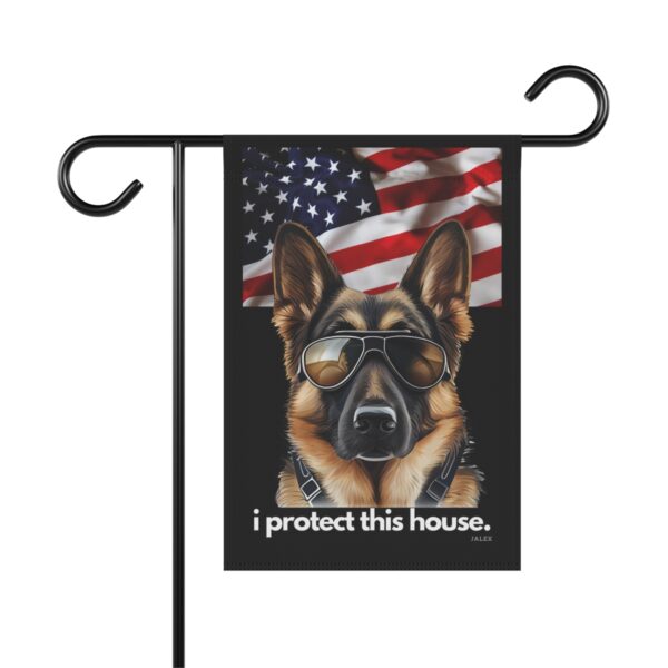 German Shepherd Flag, Garden Flag, I Protect This House, Patriotic, USA, United States, American, House Flag, Banner, Printed Both Sides