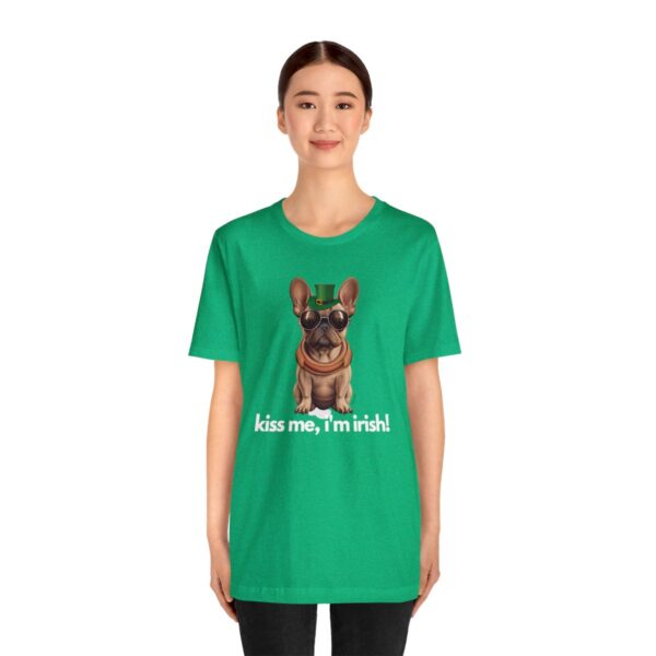 French Bulldog fawn kiss me i'm irish Unisex Heavy Cotton Tee - Image 3