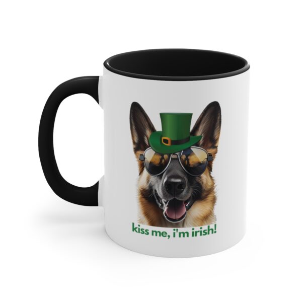 German Shepherd kiss me i'm irish funny cute gift dog lovers 11 oz. mug - Image 3