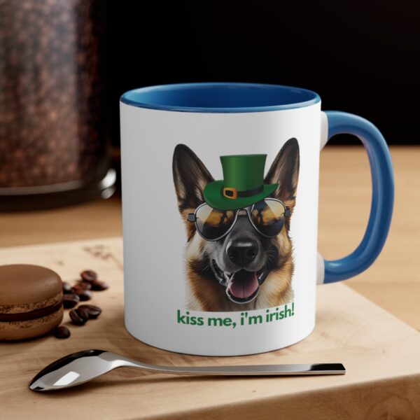 German Shepherd kiss me i'm irish funny cute gift dog lovers 11 oz. mug - Image 8